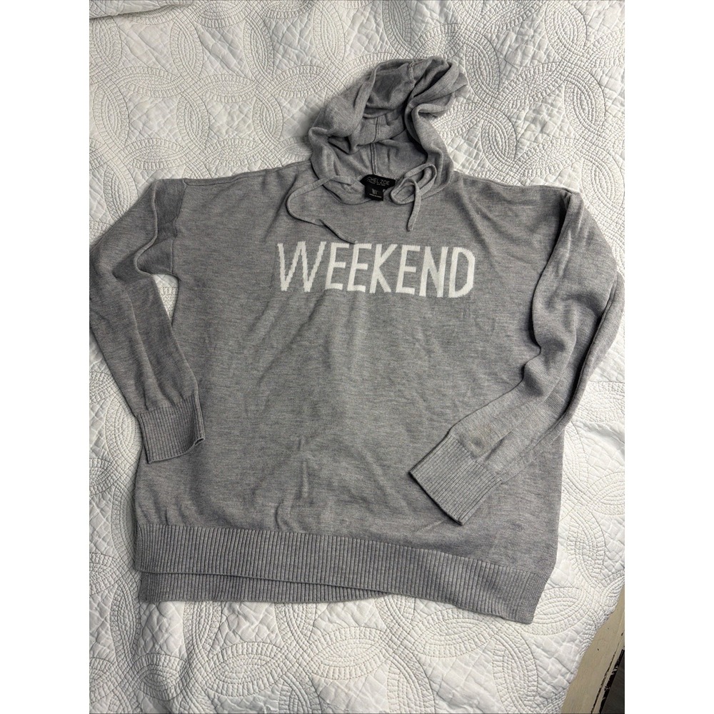 Rachel Zoe Women's Small Weekend Gray Hoodie Cashmere Blend Pullover Sweater Top